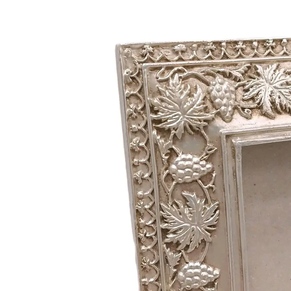 Ornate Mediterranean Wood 6.5x5 Picture Frame Carved Grape Leaves Champagne Gold